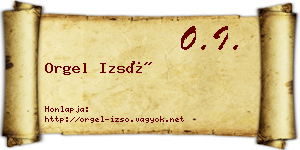 Orgel Izsó névjegykártya